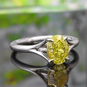 Canary Fancy Yellow Oval Cut Split Shank Solitaire Ring