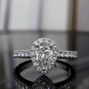 1.40 Ct Pear Halo Engagement Ring Natural Diamonds G Color VS1 GIA Certified
