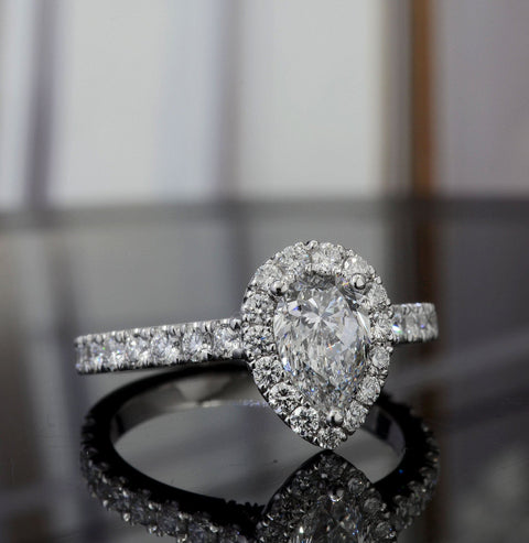 Pear Halo Engagement Ring Front View