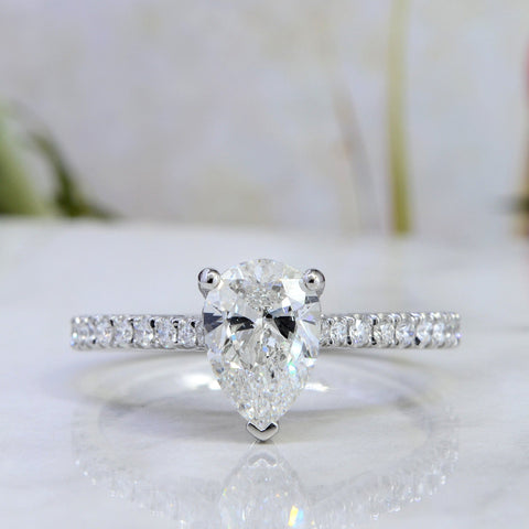 Hidden Halo Pear Engagement Ring Front View
