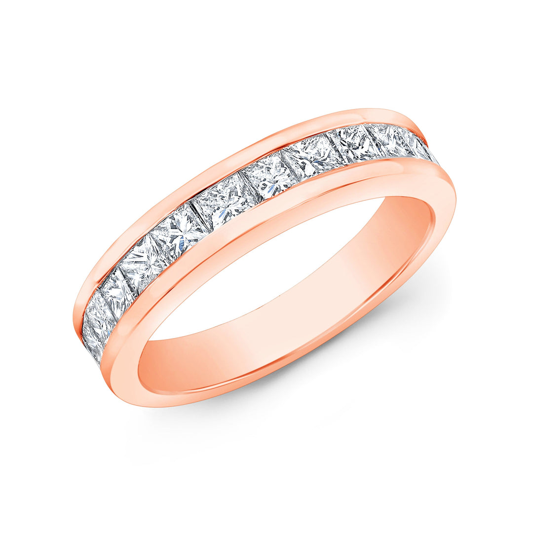 1 Carat Princess Cut Band Anniversary Ring 4mm Width F-G Color VS Clarity