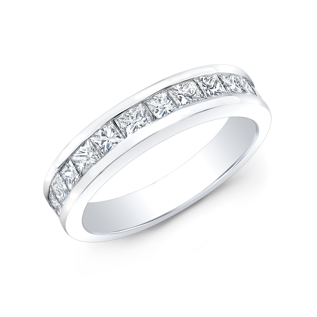 1 Carat Princess Cut Band Anniversary Ring 4mm Width F-G Color VS Clarity