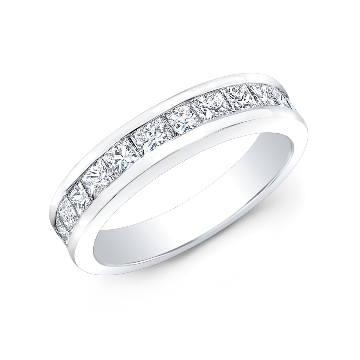 Princesscutchannelsetinvisibleanniversaryweddingmatchingbridalbandpushgiftwhitegoldplatinum
