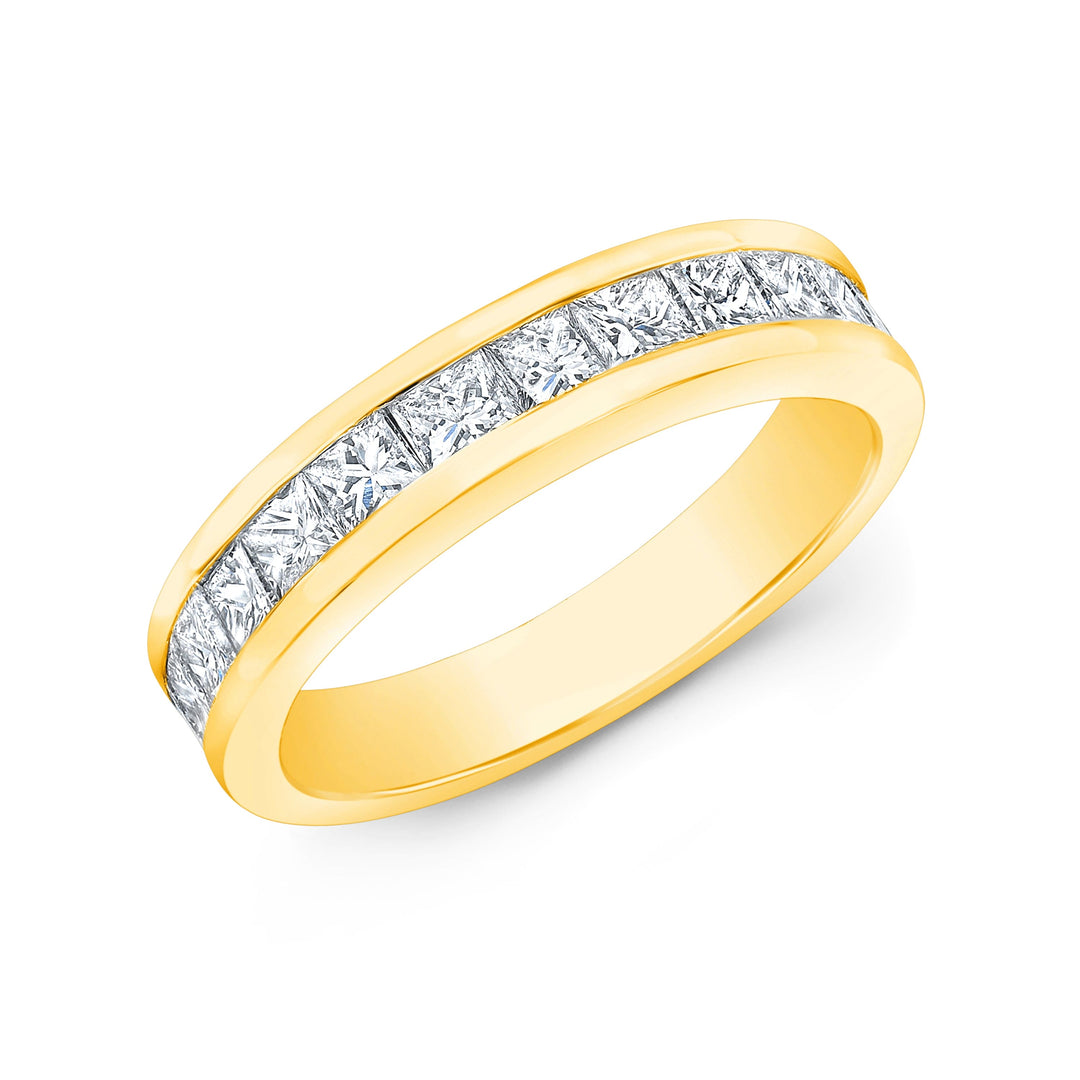 1 Carat Princess Cut Band Anniversary Ring 4mm Width F-G Color VS Clarity