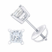 3.00 Ct. Princess Cut Diamond Stud Earrings H Color SI1 Clarity GIA Certified
