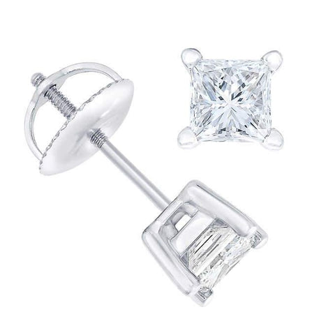 Princess Cut Diamond Stud Earrings Gallery 
