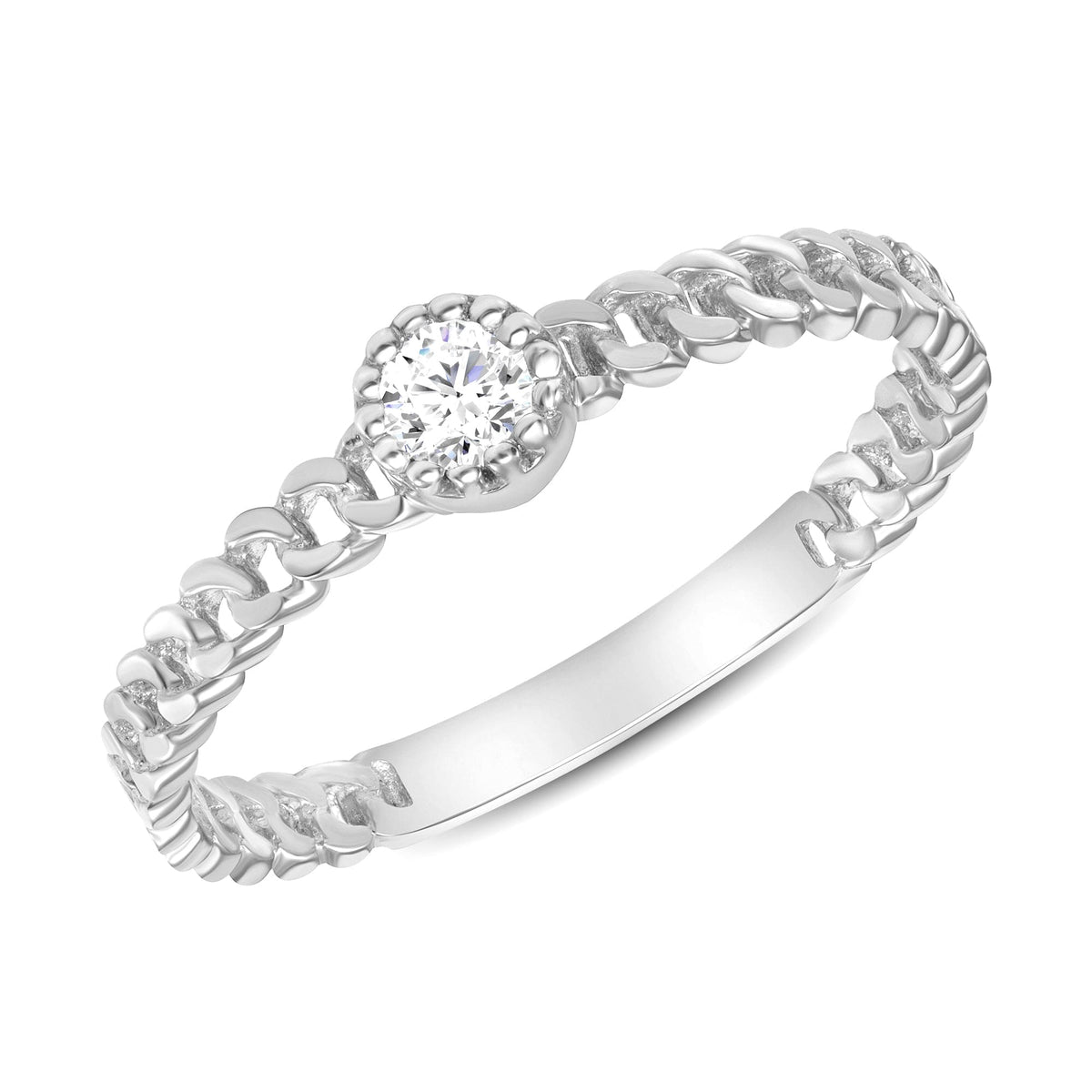 White gold cuban band with bezel diamond 