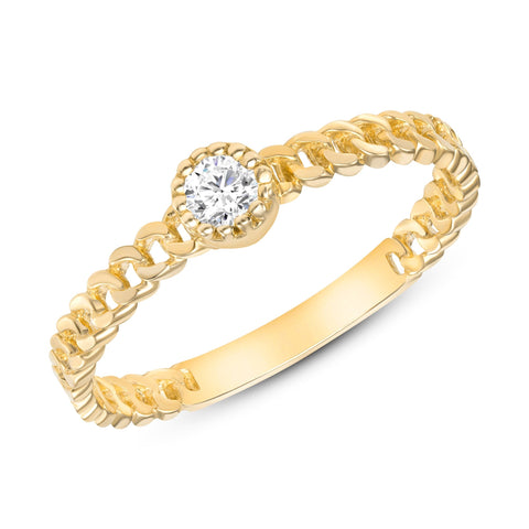 yellow gold cuban band with bezel diamond 