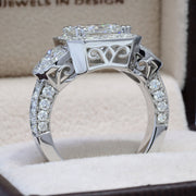 4.10 Ct Venetian Princess Cut Halo Engagement Ring H Color VS2 GIA Certified