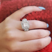 4.10 Ct Venetian Princess Cut Halo Engagement Ring H Color VS2 GIA Certified