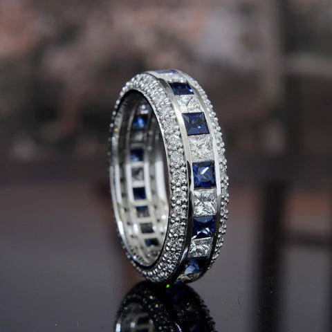 4.50 Ct. Alternate Diamond and Sapphire Eternity Band