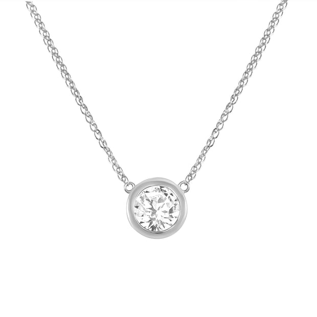 Bezel Diamond Pendant Necklace 1.00 Ct. G Color SI1 GIA Certified