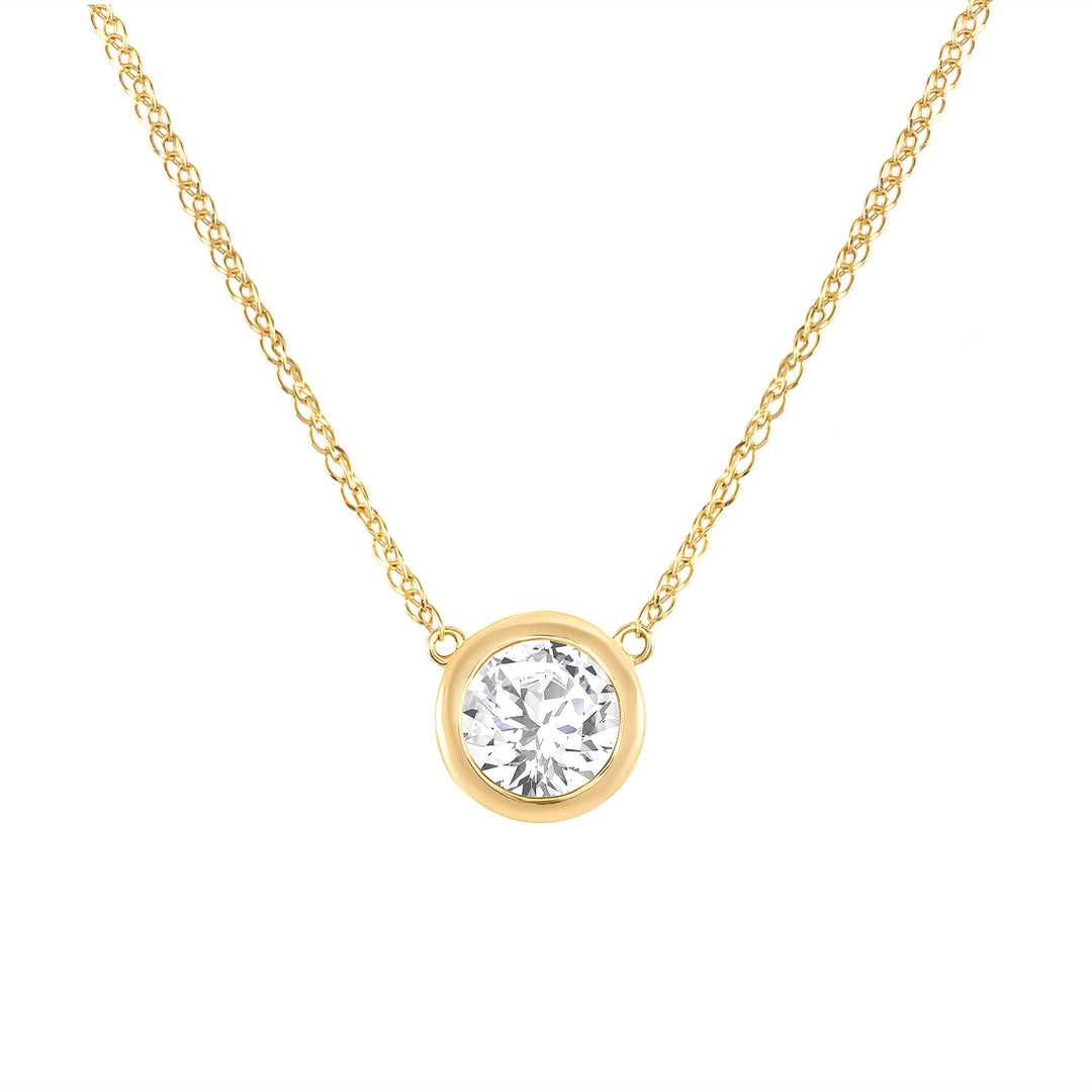 Bezel Diamond Pendant Necklace 1.00 Ct. G Color SI1 GIA Certified