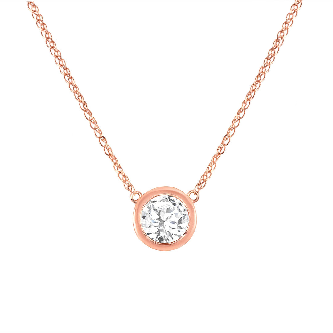 Bezel Diamond Pendant Necklace 1.00 Ct. G Color SI1 GIA Certified