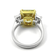 Yellow Cushion Cut w Half Moons Diamond Ring Side View