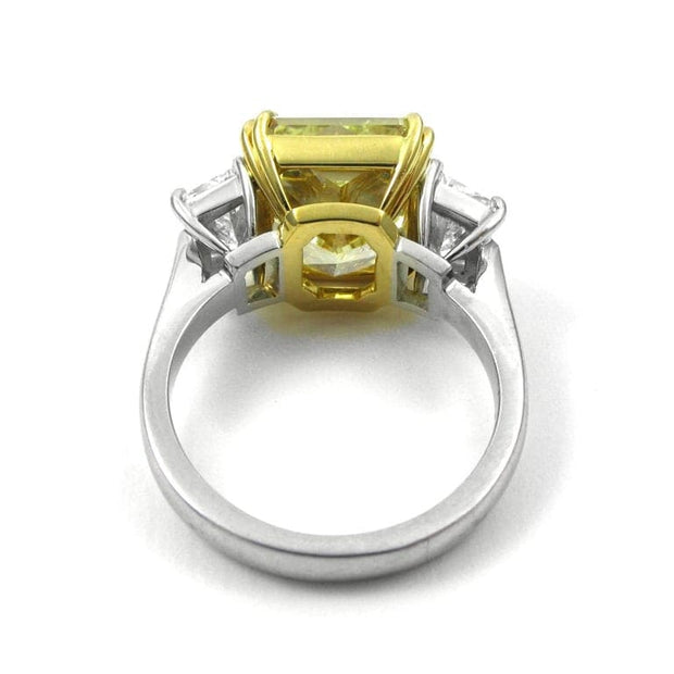 4 Ct. Fancy Intense Yellow Cushion Engagement Ring w Half Moons VS1 GIA Certified