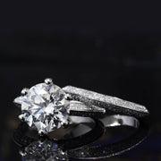 1.50 Ct. Pave Knife Edge Engagement Ring H Color VS2 GIA Certified 3X