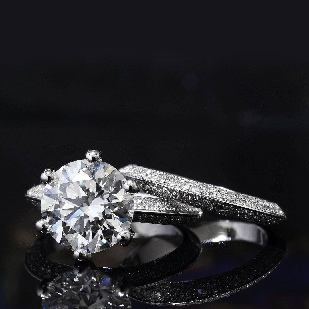 2.20 Ctw. Knife Edge Pave Engagement Ring H Color VS2 GIA Certified 3X