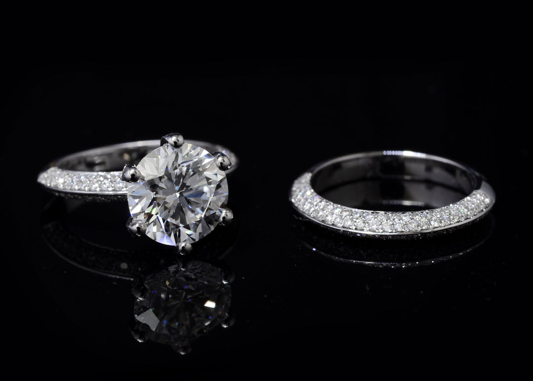 2.00 Ctw Knife Edge Pave Engagement Ring H Color VS2 GIA Certified 3X