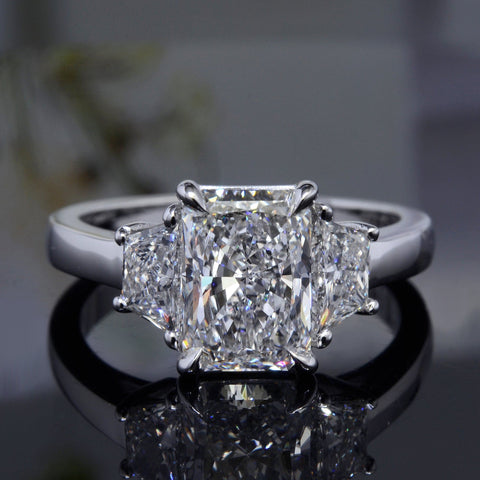 2.5ct Radiant Diamond Engagement Ring, F VS2 Radiant Engagement Ring, 14K  White Gold Diamond Ring, Radiant Diamond Ring, Engagement Ring 