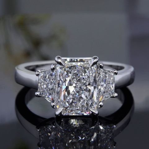 Radiant Cut 3 Stone Diamond Engagement Ring