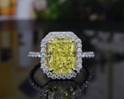 Fancy Yellow Radiant Cut Halo Engagement Ring