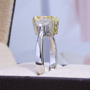 Yellow Radiant Diamond Ring with Half Moons corner View