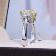 2.00 Ct. Fancy Yellow Cushion 3 Stone Diamond Ring VS2 GIA Certified