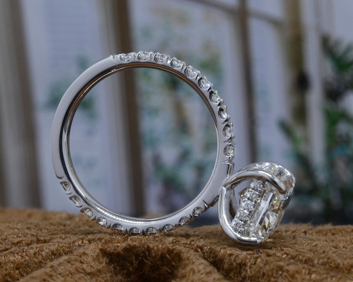 Hidden halo engagement ring side profile
