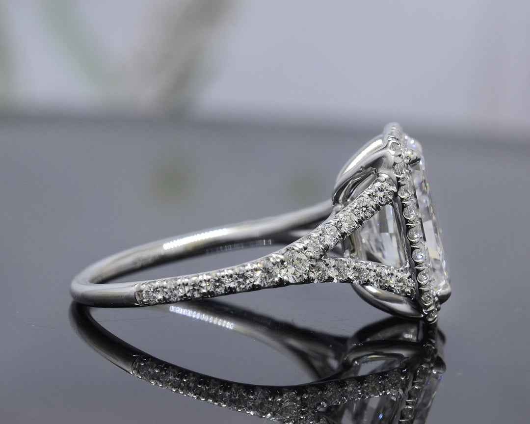 2.20 Ctw Radiant Cut Halo Split Shank Engagement Ring F Color VVS1 GIA Certified