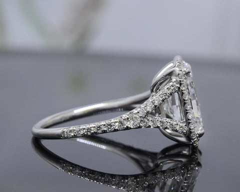 2.20 Ct. Halo Radiant Cut Split Shank Engagement Ring G Color VS1 GIA Certified