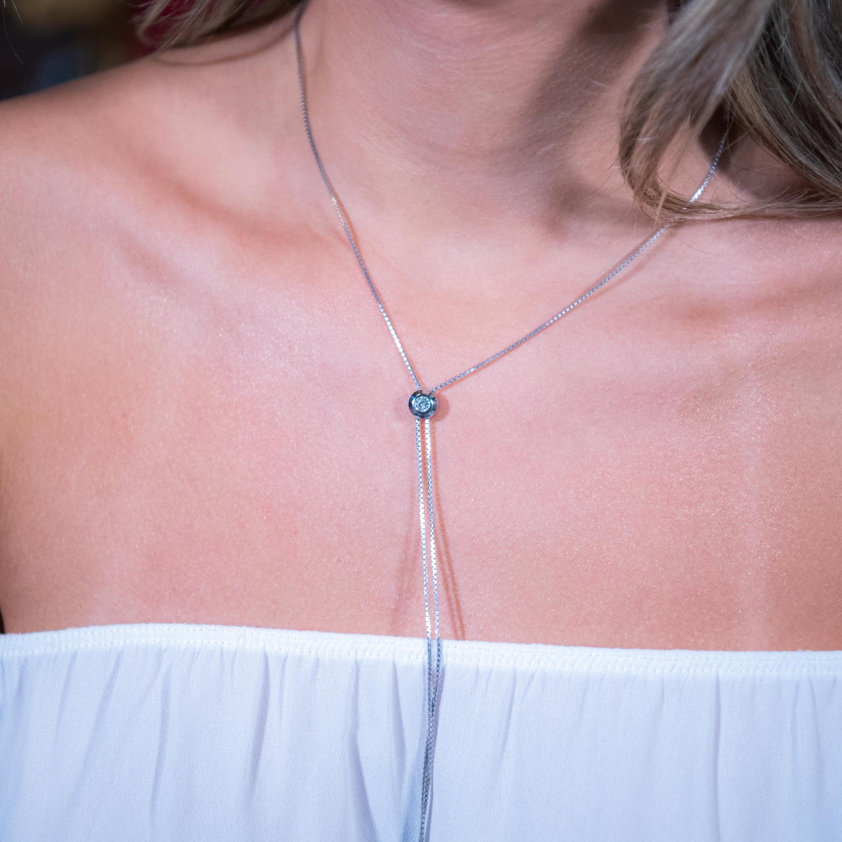 Solid gold and diamond adjustable rodeo necklace