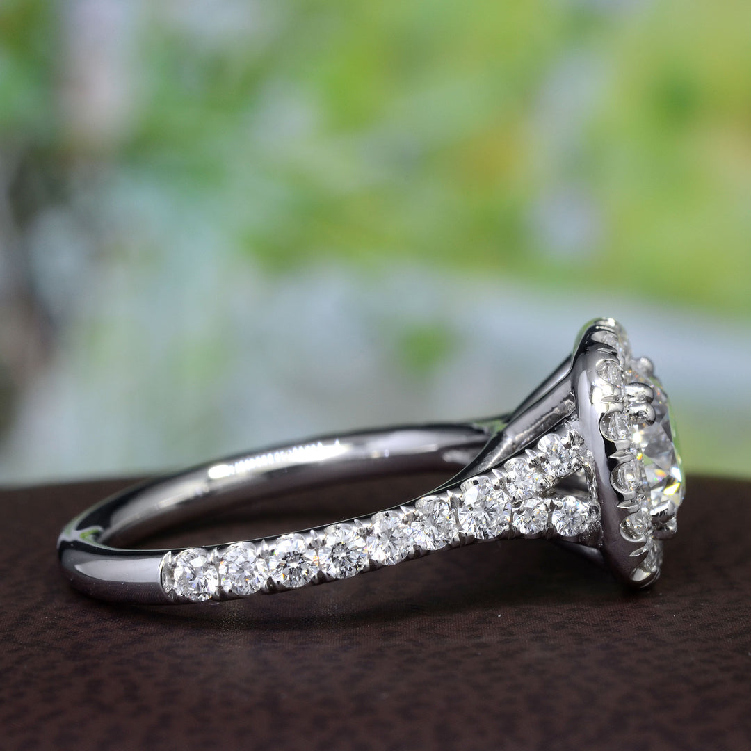 Halo Engagement Ring Side View