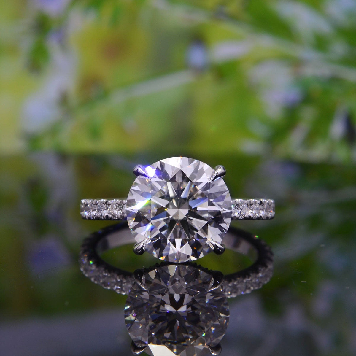 Hidden halo diamond engagement ring