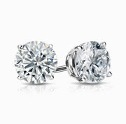 Round Cut Stud Earrings White Gold