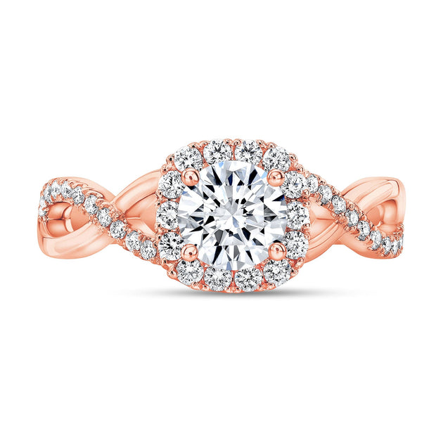 Twist Halo Diamond Engagement Ring Rose gold