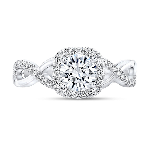 Twist Halo Diamond Engagement Ring