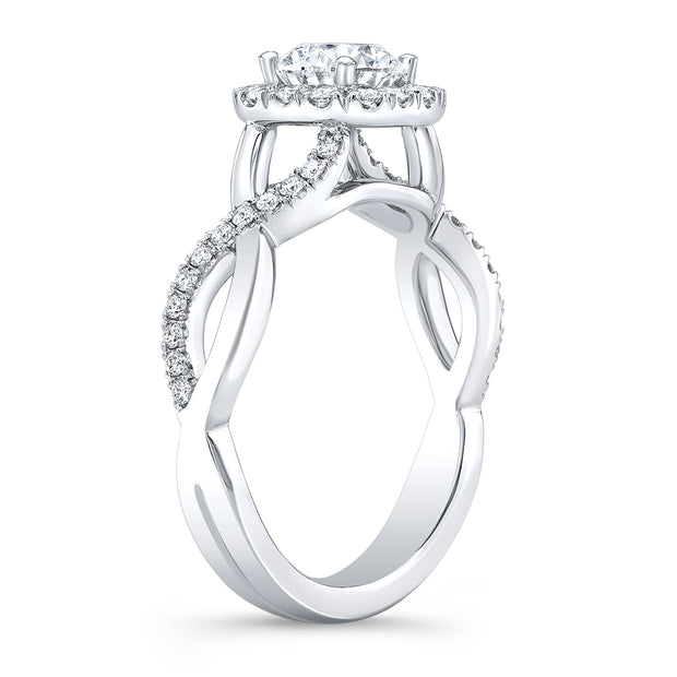 Twist Halo Diamond Engagement Ring