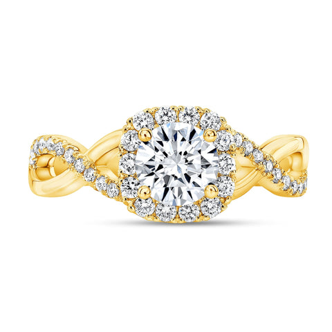 Twist Halo Diamond Engagement Ring yellow gold