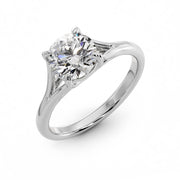 Round Cut Split Shank Solitaire Ring White