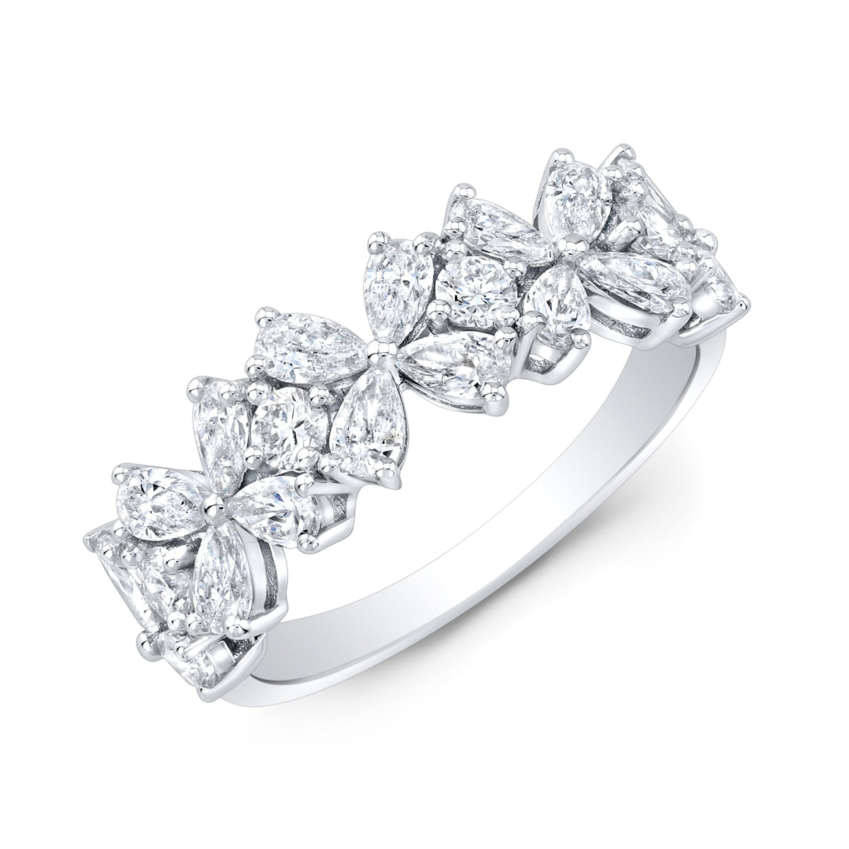 Round & pear cut half eternity ring