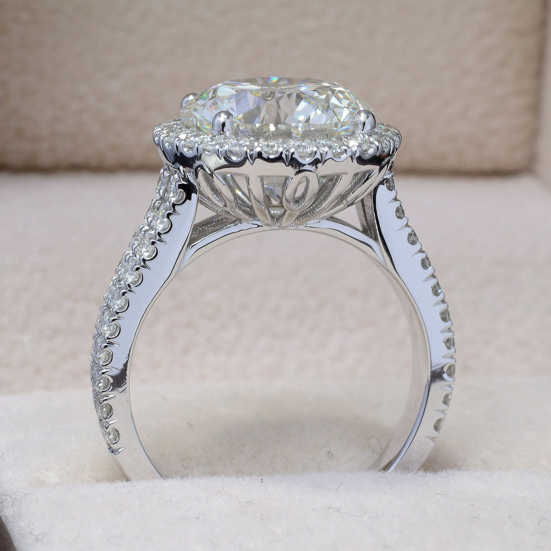 3.90 Ct. Halo Split Shank Round Cut Diamond Ring H Color VS1 GIA Certificate 3X
