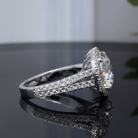 3.40 Ct. Split Shank Round Halo Diamond Ring G Color VS1 GIA Certificate 3X