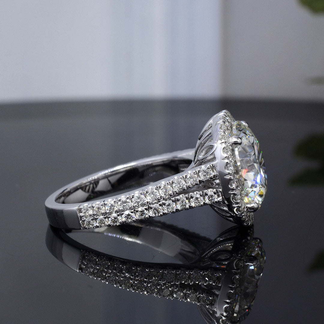 4.90 Ct. Halo Split Shank Engagement Ring J Color VS1 GIA Certificate 3X