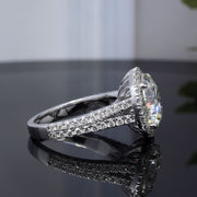 3.90 Ct. Halo Split Shank Round Cut Diamond Ring H Color VS1 GIA Certificate 3X