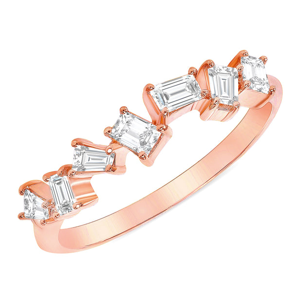 Rose Gold Scattered Baguette Diamond Ring