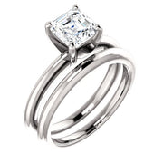 1.00 Ct. Asscher Cut Solitaire Ring Set E Color VS1 GIA Certified