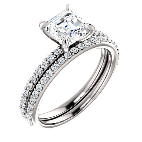 1.70 Ct. Asscher Cut Engagement Ring Set F Color VS1 GIA Certified