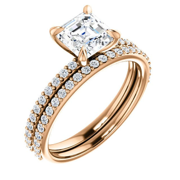 1.90 Ct. Asscher Cut Engagement Ring Set H Color VS1 GIA Certified