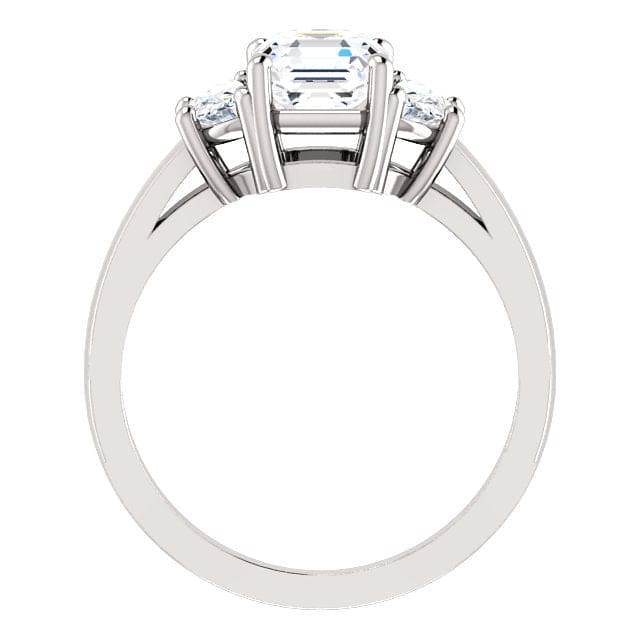 2.10 Ct 3 Stone Asscher Cut Engagement Ring with Half Moons G Color VS1 GIA certified